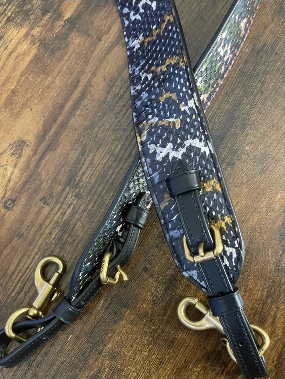 COACH Snakeskin Shoulder Strap w/Antique Brass Tone Hardware